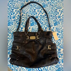 Y2K $498 Michael Kors Gansevoort genuine leather tote big shoulder purse black